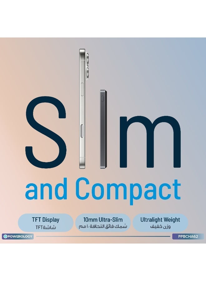 باورولوجي بنك طاقة مغناطيسي MagVolt بسعة 5000 ملّي أمبير/ساعة مع شاشة LED ذكية وشحن لاسلكي Qi2، بنك طاقة فائق النحافة PD 20W، شحن سريع، شحن سهل للهاتف، الساعة وسماعات الأذن – أسود - Image 4